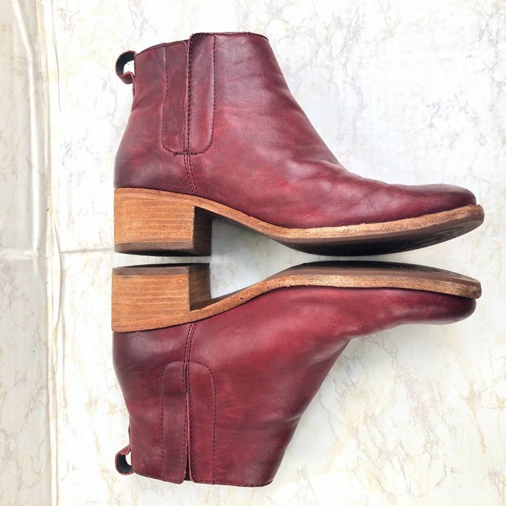 Korkease Mindo Burgundy Leather Heeled Chelsea Ankle Boot 9M - Picture 3 of 13